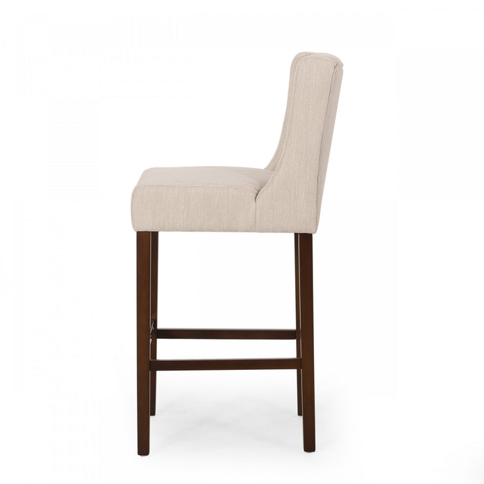 Bruce 30.5\" Counter Height Bar Stools Set Of 2 With Metal Legs And Fabric Upholstery, Beige