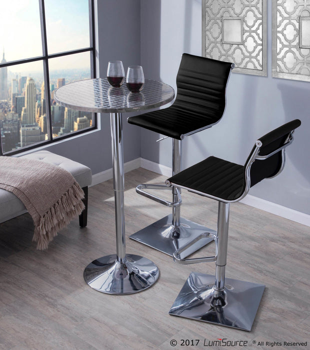 LumiSource Bistro Contemporary Adjustable Round Bar Dining Table - Silver