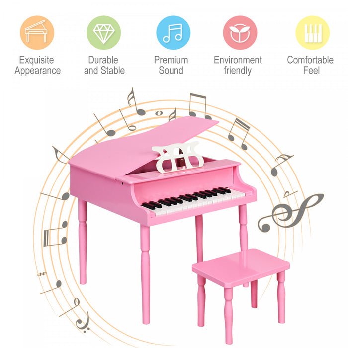 Costway 30-Key Classic Piano Wood w/ Bench & Music Rack Black