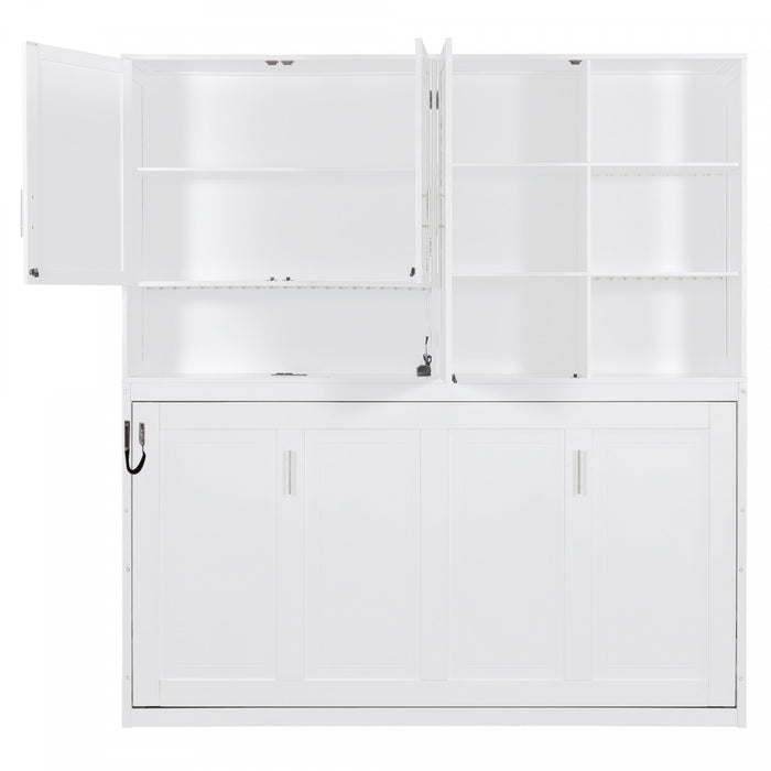 Ethan Space-Saving Murphy Bed with Storage and Foldable Design,Twin Size,White Twin Bed