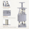 Pawhut 49" Cat Tree With Hammock, Cat Condo Tower With Scratching Post For Indoor Cats, Grey|Pawhut 49'' Arbre A Chat Tour Chaton Griffoir Griffoir Grattoir Grimper Centre D'activites Maison De