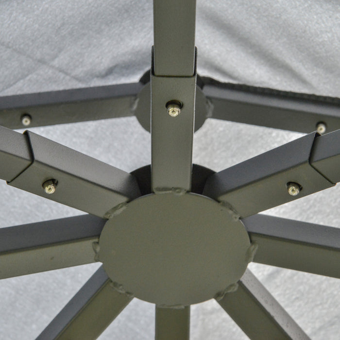 Outsunny 10' X 10' Steel Outdoor Patio Gazebo Canopy With Removable Mesh Curtains, Display Shelves, & Steel Frame, Grey