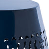 Phoenix Indoor 12" Barrel Shape Iron Side Table With Lace-cut Design - Navy Blue | Table D’appoint Interieure Phoenix En Fer De Forme Tonneau 12", Avec Motif Ajoure - Bleu Marine