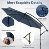Costway 10 FT Patio Offset Umbrella w/8 Ribs Cross Base Tilt Navy Blue