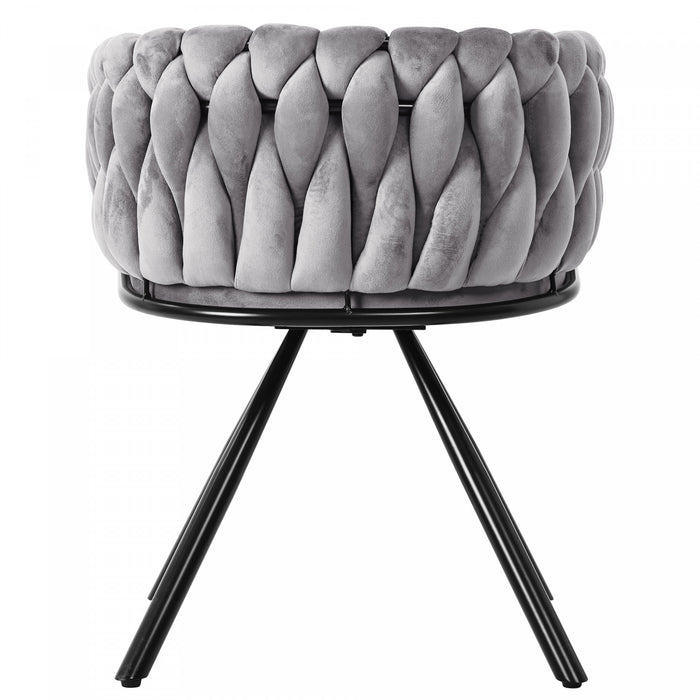 Amelia Velvet Swivel Dining Chairs with Tufted Upholstered and Metal Legs Set of 4, Grey