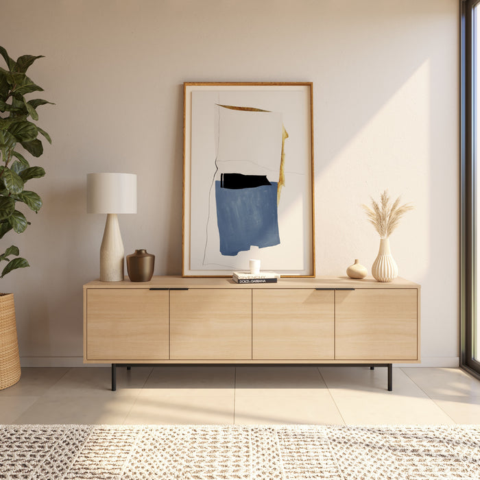 Nordika Hamilton 70\" TV Stand with 4 Storage Cabinets - Natural Blonde Oak