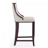 Emperor Traditional Wood Upholstered Barstool in Pearl White - Set of 2 | Tabouret de bar en bois traditionnel Emperor avec assise rembourree, blanc perle - Lot de 2