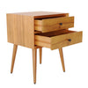 Emma Mid-Century Modern Nightstand with 2 Drawers,Natural | Emma Table de Nuit Moderne Mid-Century avec 2 Tiroirs, Naturel