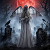 HOMCOM Halloween Animated Standing Crying Angel Decoration Light-Up Eyes