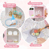 Honeyjoy Kids Kitchen Set Wooden Kitchen Playset With Clock, Microwave, Sink, Dish Rack Pink