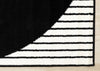 Florence Black White Stripes and Hollow Circle Modern Design, 7'6" x 9'6" Indoor Area Rug | Florence rayures noires et blanches et cercles creux, design moderne, 7'6" x 9'6"