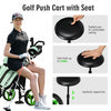 Goplus Folding 3 Wheels Golf Push Cart W/seat Scoreboard Adjustable Handle Green