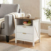 HOMCOM Nightstand Bedside Table with Shelf, 2 Drawers, White and Walnut