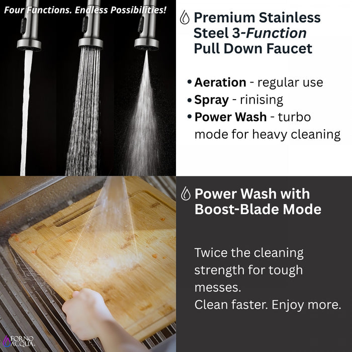 MultiSINK 33 in. Dual Mounted 3-Level Workstation Kitchen Sink, Faucet, Glass Rinser,Stainless Steel- D-WP30 Laundry Combo