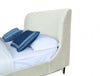 Heather Mid-Century Modern Velvet Upholstered Queen Bed in Cream and Black | Lit Queen Heather style milieu du siecle moderne, rembourre en velours creme et noir