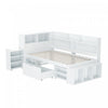 Ethan Multifunctional Daybed with Integrated Storage with Drawers and Bookcase,Twin Size,White Twin Bed | Banquette-lit multifonction Ethan avec rangement integre, tiroirs et bibliotheque, taille simple, blanc