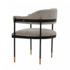 Lia Modern Metal Chenille Armchair in Stone - Set of 2 Dining Chair | Fauteuil en metal moderne Lia avec revetement en chenille couleur pierre - Lot de 2