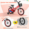 Costway 16" Kid's Bike With Removable Training Wheels & Basket For 4-7 Years Old Red
