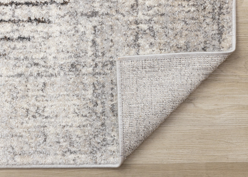Solace Soft Low-Pile Grey White Merging Circles Area Rug - 3'11\" x 5'7\"