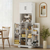 HOMCOM 71.5" Tall Pantry Cabinet, Kitchen Cupboard with Spice Racks, White