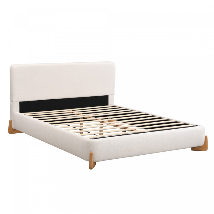 Olivia Elegant Comfortable Upholstered Bed,King Size,White King Bed