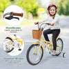 Costway 18" Kids Bike With Height Adjustable Handlebar Seat Basket Bell Training Wheels Yellow