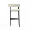 Onda Contemporary Vegan Leather Metal Upholstered Barstool in Ivory | Tabouret de bar contemporain Onda en cuir vegetalien et metal, rembourre, coloris ivoire