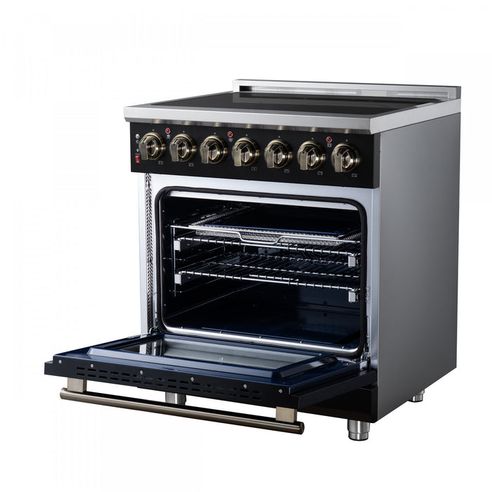 Forno Massimo 30 Inch Freestanding Electric Range, 5 radiant burners, 4.32 cu.ft., Black -FFSEL6020-30BLK