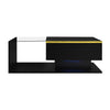 Maxwell High-Gloss 39.4" Long Coffee Table with Glass and LED Effect,Black | Maxwell Table Basse Haute Brillance de 39,4" avec Verre et Effet LED, Noir