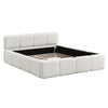 Aiden Platform Bed with Supportive Upholstered Frame in Boucle Fabric,King Size,White King Bed  | Lit plateforme Aiden avec cadre rembourre de soutien en tissu boucle, taille King, blanc