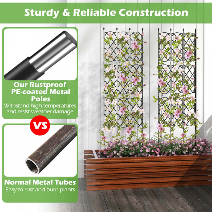 Costway 2 Pcs Garden Trellis For Climbing Plants Rustproof Metal Plant Support Frame