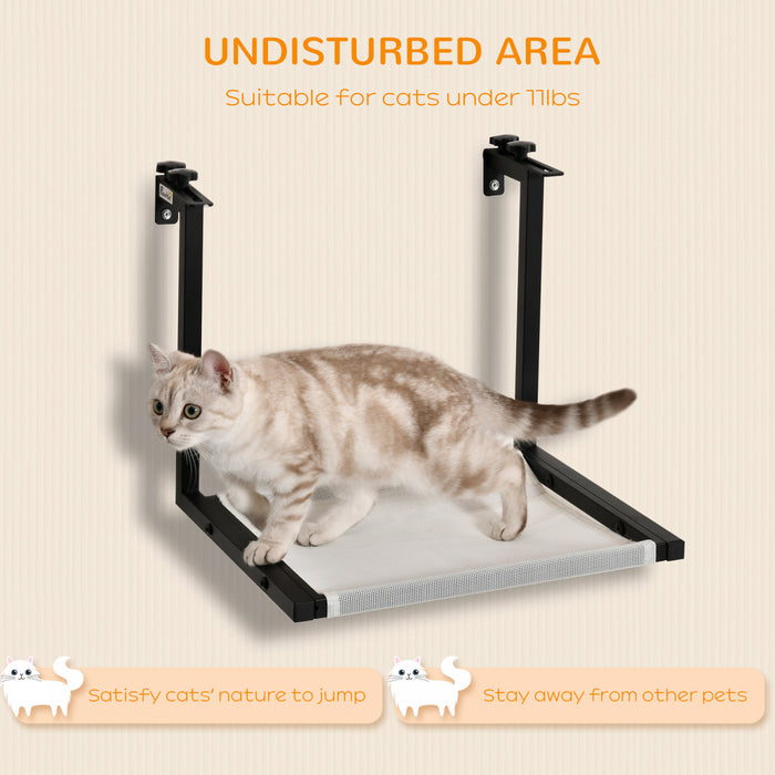 Pawhut Wall Mounted Cat Shelf, Kitten Perch, Kitty Furniture With Breathable Mesh Mat For Relaxing, Sleeping - Black