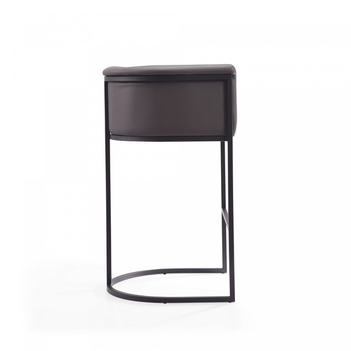 Cosmopolitan Mid-Century Modern Metal Upholstered Barstool in Graphite - Set of 3 Bar Stool