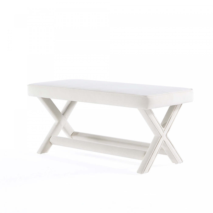 Abigail Mid-Century Modern Upholstered Velvet Accent Bench in Cream