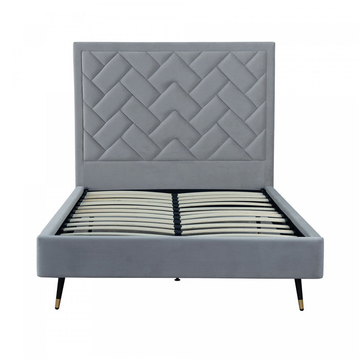 Crosby Modern Upholstered Velvet Full Bed in Gray