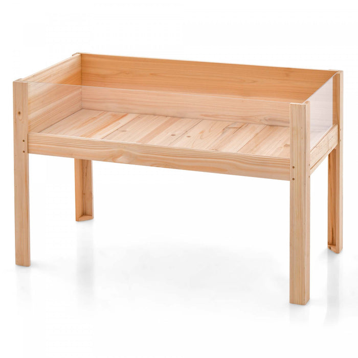 Costway Raised Wooden Garden Bed 31\" Elevated Planter Box Plant Terrarium With Drain Holes