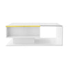 Ethan High-Gloss 35.4" Long Coffee Table with Glass and LED Effect,White | Ethan Table Basse Haute Brillance de 35,4" avec Verre et Effet LED, Blanc