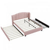 Jean Upholstered Platform Bed with Wingback Headboard and Storage Drawers,Queen Size,Pink Queen Bed | Lit plateforme Jean rembourre avec tete de lit a oreilles et tiroirs de rangement, taille queen, rose