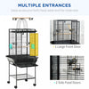 Pawhut 61.5 Inch Bird Cage Parakeet House For Cockatiel With Stand, Pull Out Tray, Play Top, Storage|Pawhut Cage A Oiseaux De 61 Pouces Pour Pinsons, Perruches Avec Support, Plateau Coulissant, Dessus