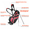 Costway Golf Stand Cart Bag Club W/6 Way Divider Carry Organizer Pockets Storage Red