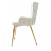 Luna Velvet Dining Chairs with Tufted Upholstered and Gold Metal Legs Set of 6, Beige  | Chaises de salle a manger Luna en velours avec revetement capitonne et pieds metalliques dores, lot de 6, beige