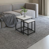 Quartz Two Square Nested Tables Marble Top | Quartz Tables Gigognes Carrees a Deux Plateaux en Marbre