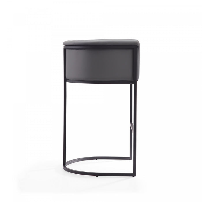 Cosmopolitan Mid-Century Modern Metal Upholstered Barstool in Gray - Set of 3 Bar Stool
