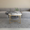 Gilded Round Coffee Table White Marble Tabletop | Gilded Table Basse Ronde avec Plateau en Marbre Blanc