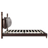 Emma Faux Leather Platform Bed Frame with Headboard,Queen Size,Dark Brown Queen Bed  | Cadre de lit plateforme en simili cuir Emma avec tete de lit, taille Queen, marron fonce