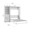 Bestar Key West Full Murphy Bed & Closet Organizer with Drawer & Doors (88 W) - Linen White Oak|Lit double escamotable Key West de Bestar de 88 po (L) avec organisateur de garde-robe, tiroir et portes - blanc chêne lin
