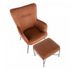 LumiSource Izzy 2-Piece Faux Leather Industrial Accent Lounge Chair and Ottoman - Camel|Fauteuil long d’appoint industriel Izzy 2 pièces en similicuir avec pouf - chameau