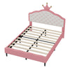Lily Lovely Crown Fantasy Princess Bed with Tufted PU Leather Headboard,Full Size Full Bed | Lily Lit de Princesse Fantaisie Couronne Elegante avec Tete de Lit en Cuir PU Capitonne, Taille Double
