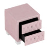 Sophia Elegant Velvet Nightstand with Drawers and Button-Tufted Design,Pink | Sophia Table de Nuit Elegante en Velours avec Tiroirs et Design Capitonne, Rose