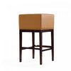 Kingsley Mid-Century Modern Wood Upholstered Barstool in Camel - Set of 2 | Tabouret de bar Kingsley style moderne du milieu du siecle en bois et tissu couleur camel - Lot de 2